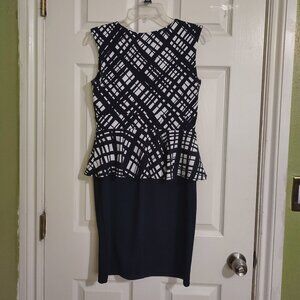 Blue and White Geometric Dress